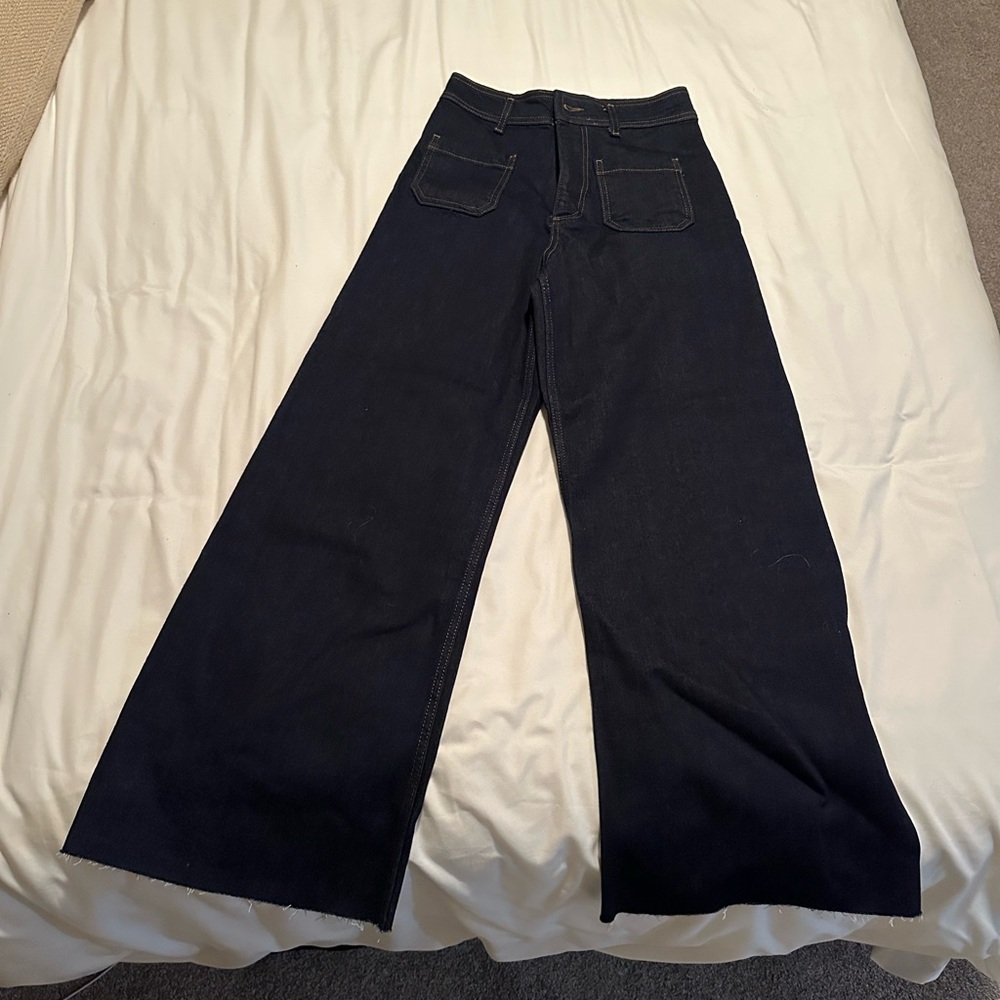 Zara Marine Straight Wide Leg Jeans